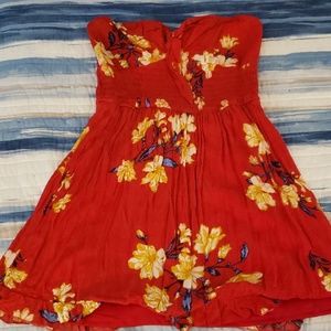 Red Floral/Tropical Sun Dress